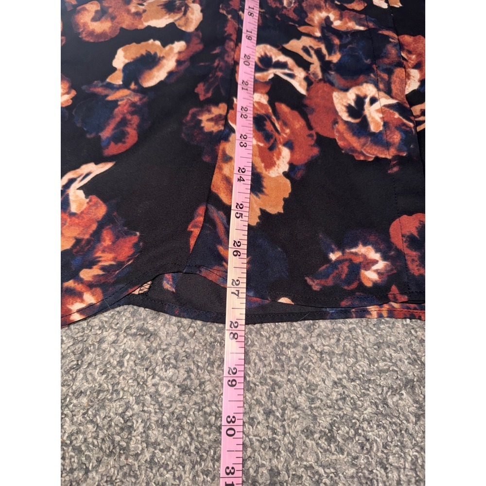 Simply Vera Vera Wang Blouse WomenXL Black Orange Floral Long Sleeve V-Neck Top - Picture 10 of 10